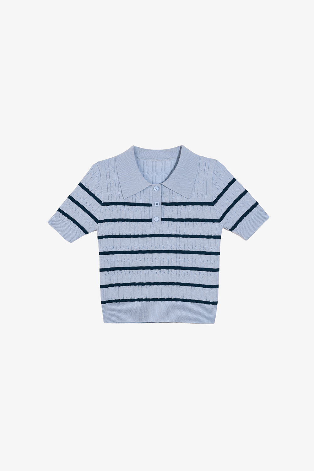 Áo polo dệt kim xanh sọc