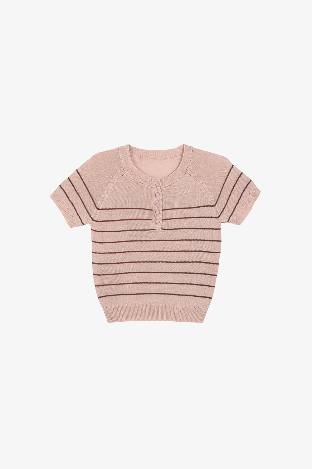 Áo len dệt kim hồng ruốc kẻ sọc