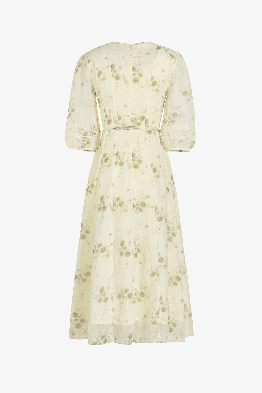 Đầm voan hoa dáng xòe eo phối nơ