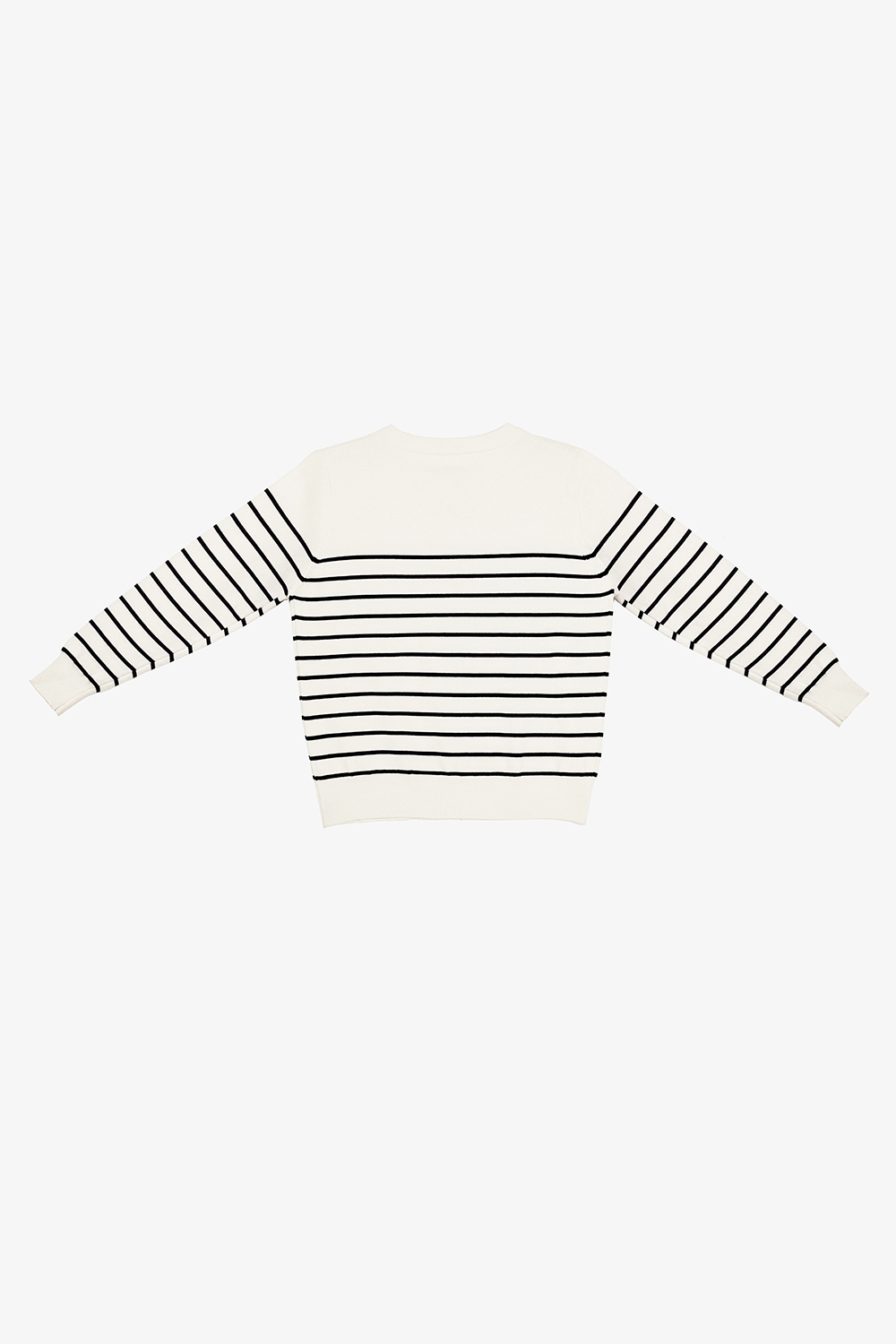 Áo len dệt kim kem sọc đen tay dài