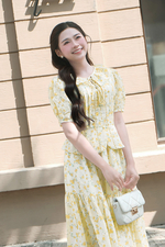 Áo kiểu nữ dáng peplum hoa nhí vàng