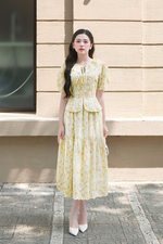 Áo kiểu nữ dáng peplum hoa nhí vàng