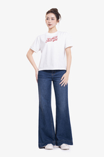 Áo thun cotton nữ thêu chữ đỏ