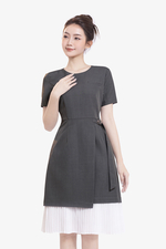Đầm công sở dáng chữ A phối tùng váy xếp ly