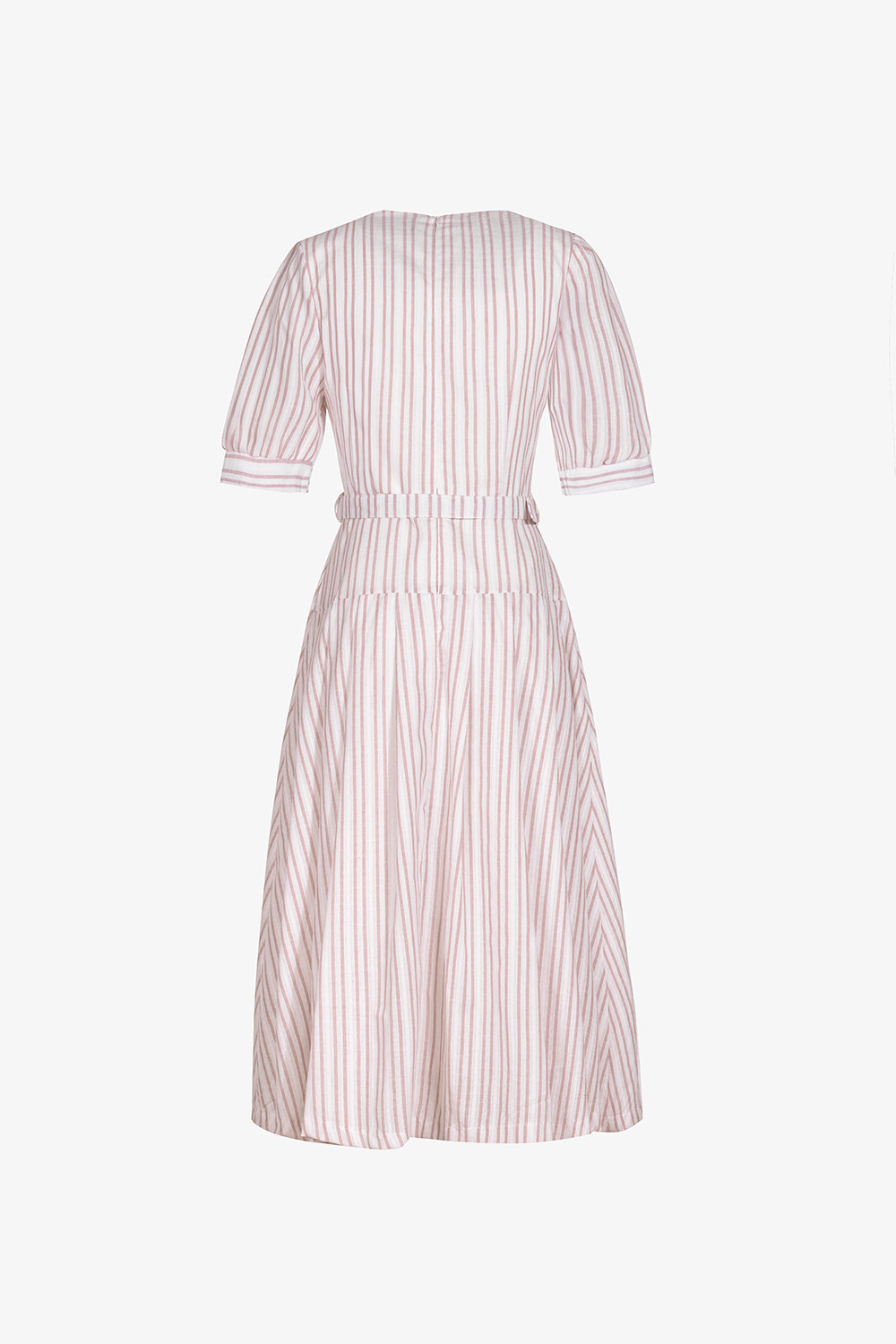 Đầm xòe cotton kẻ sọc phối thắt lưng