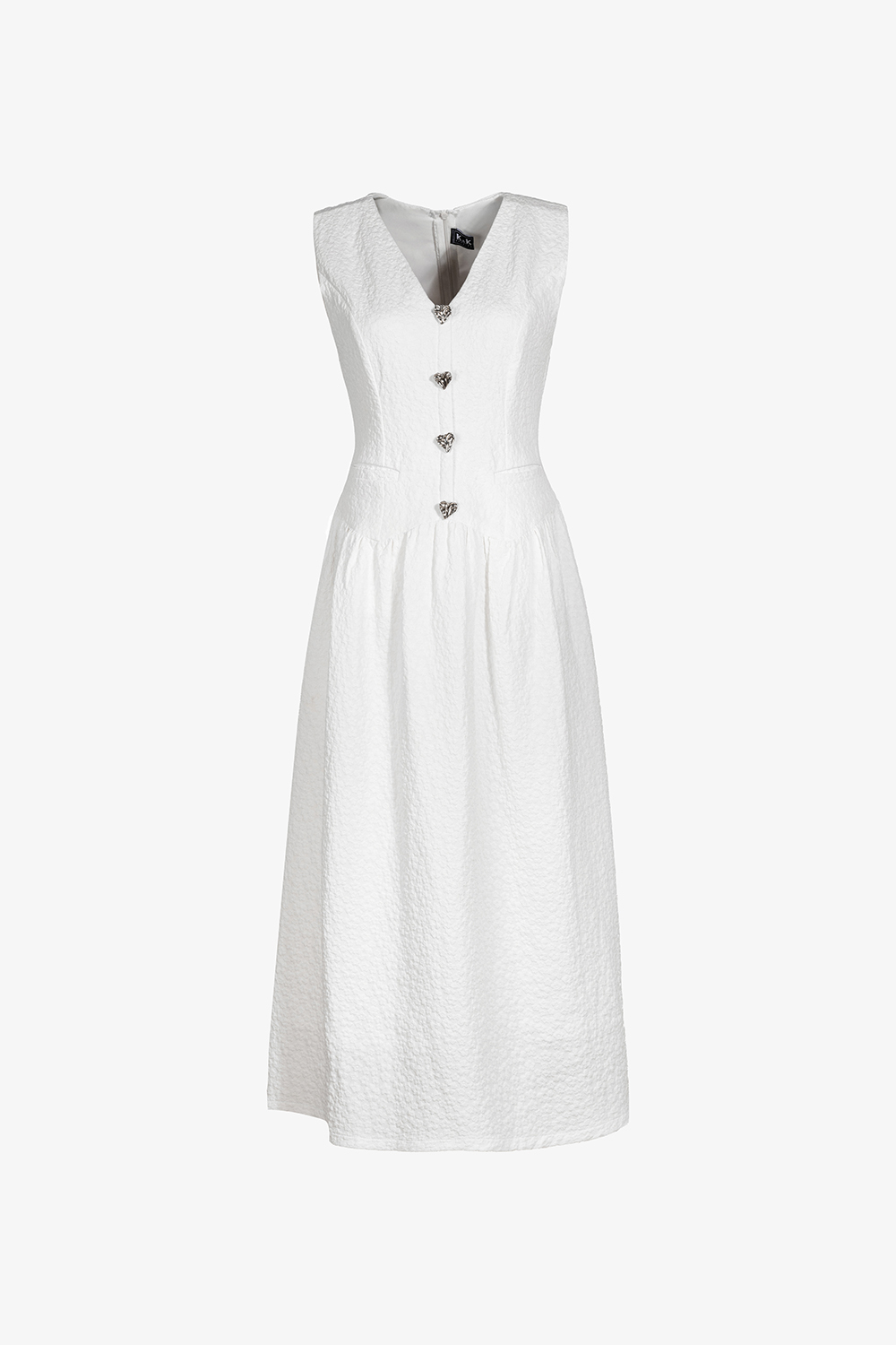 Đầm trắng dáng xòe dài hạ eo