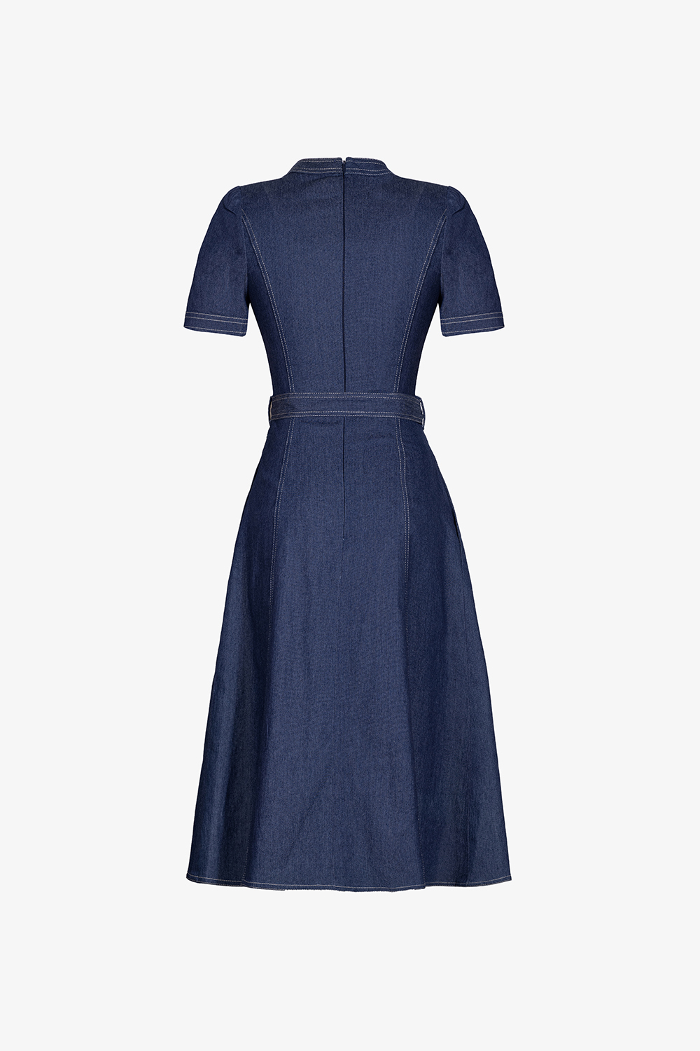 Đầm jean dáng xòe phối thắt lưng