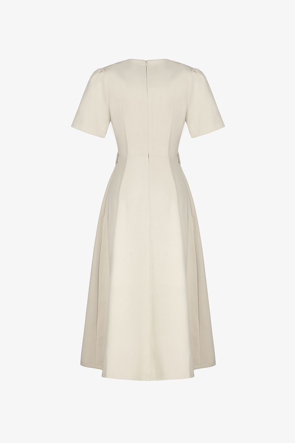 Đầm xòe công sở cổ V phối nút