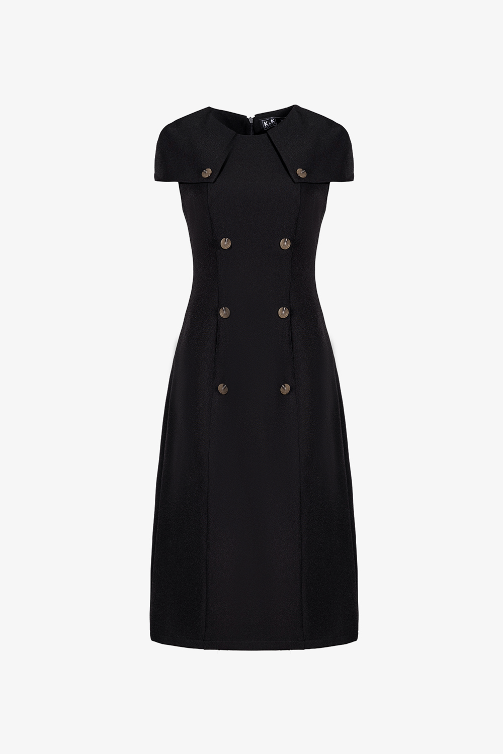 Đầm đen dáng ôm chữ A nhẹ phối nút