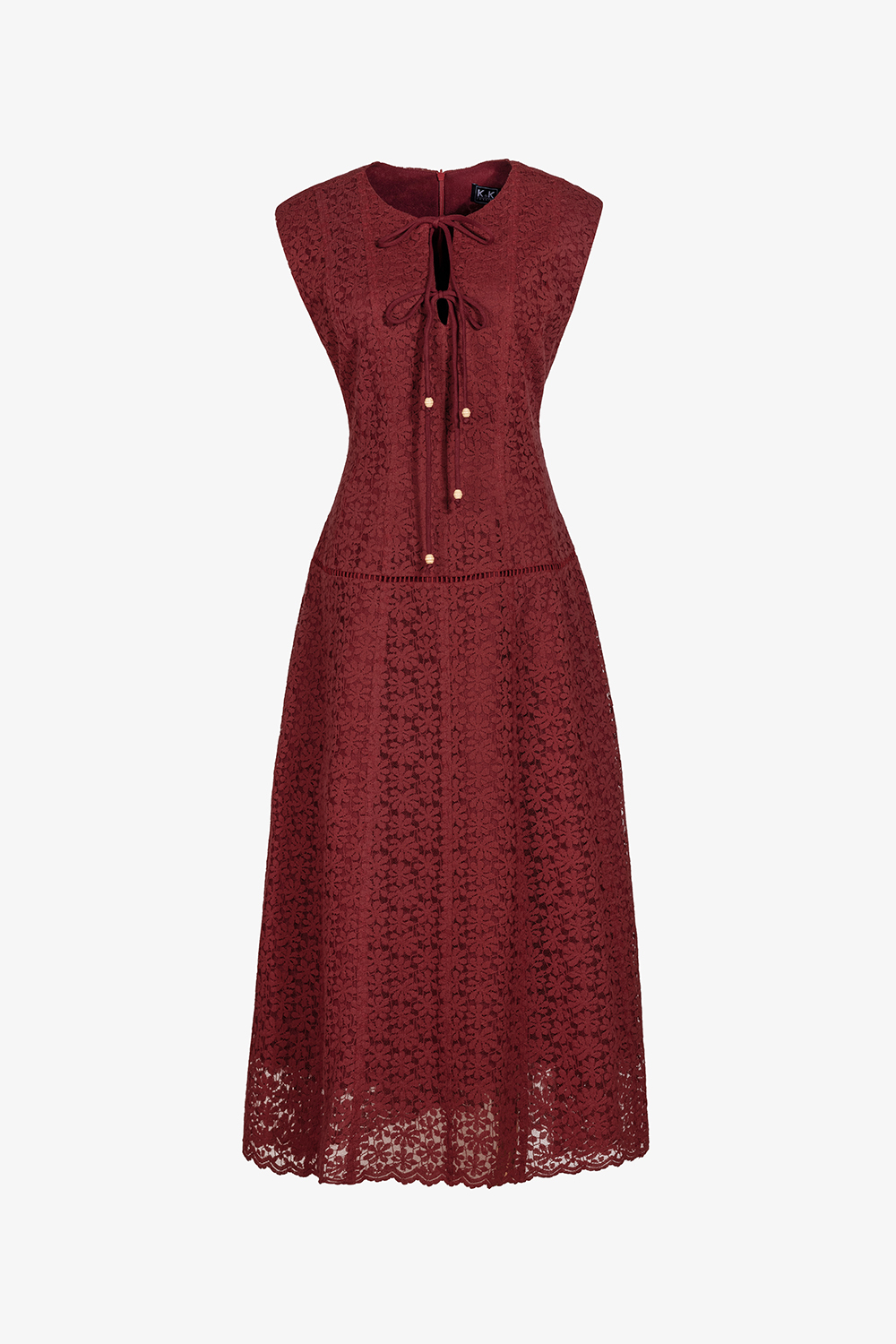 Đầm ren đỏ dáng xòe sát nách