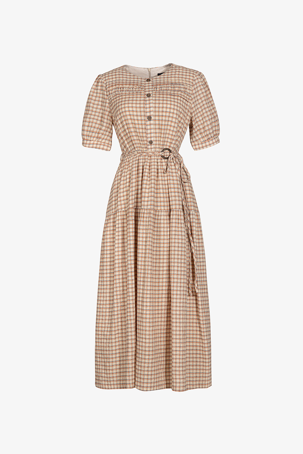 Đầm xòe họa tiết caro nhí dáng dài