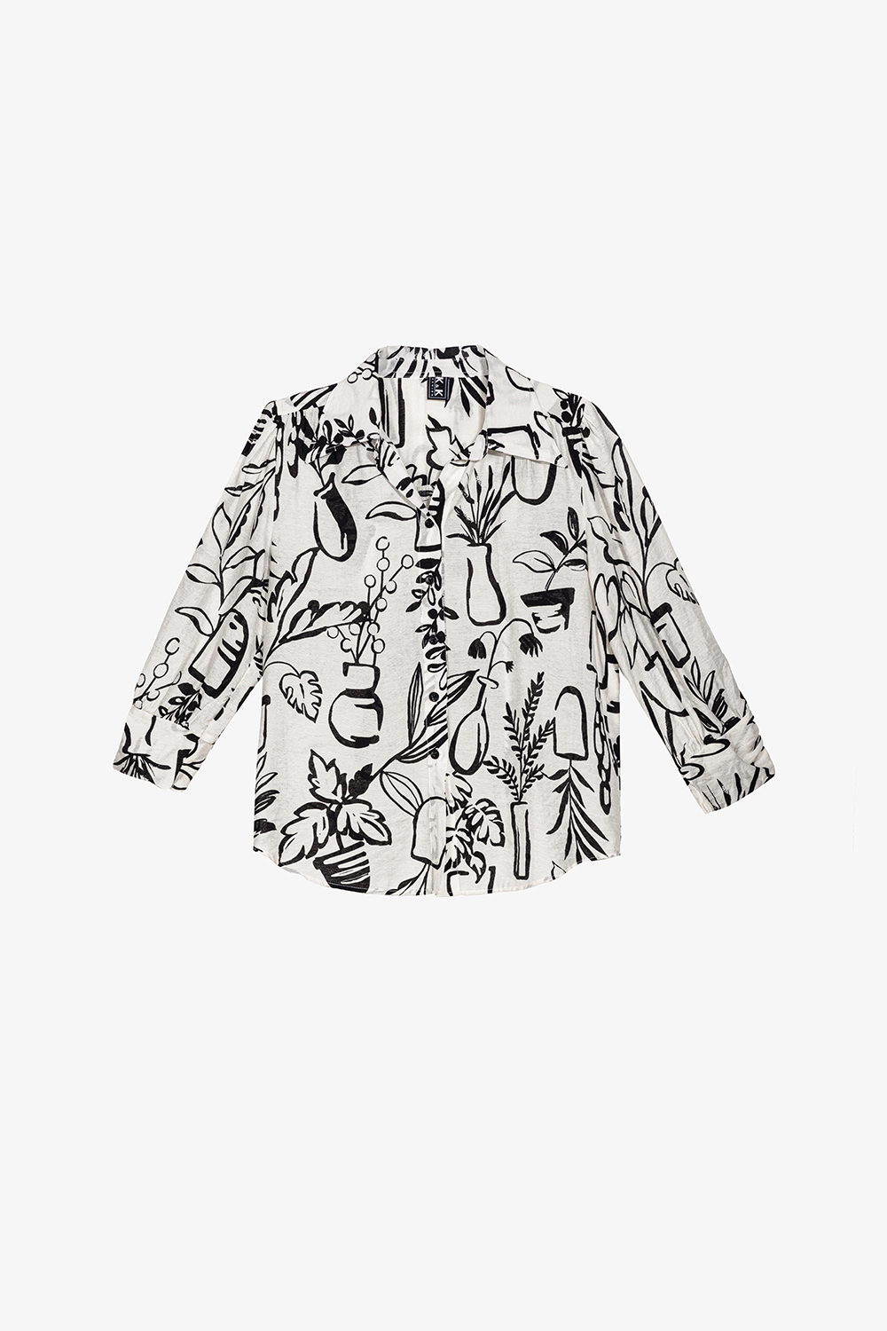 Áo sơ mi công sở trắng họa tiết đen