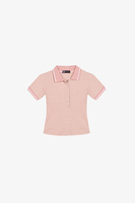Áo thun polo nữ màu hồng phối viền