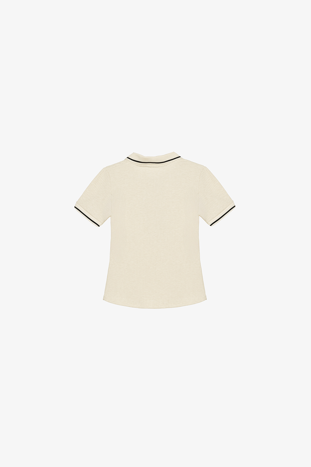 Áo thun polo nữ màu kem phối viền