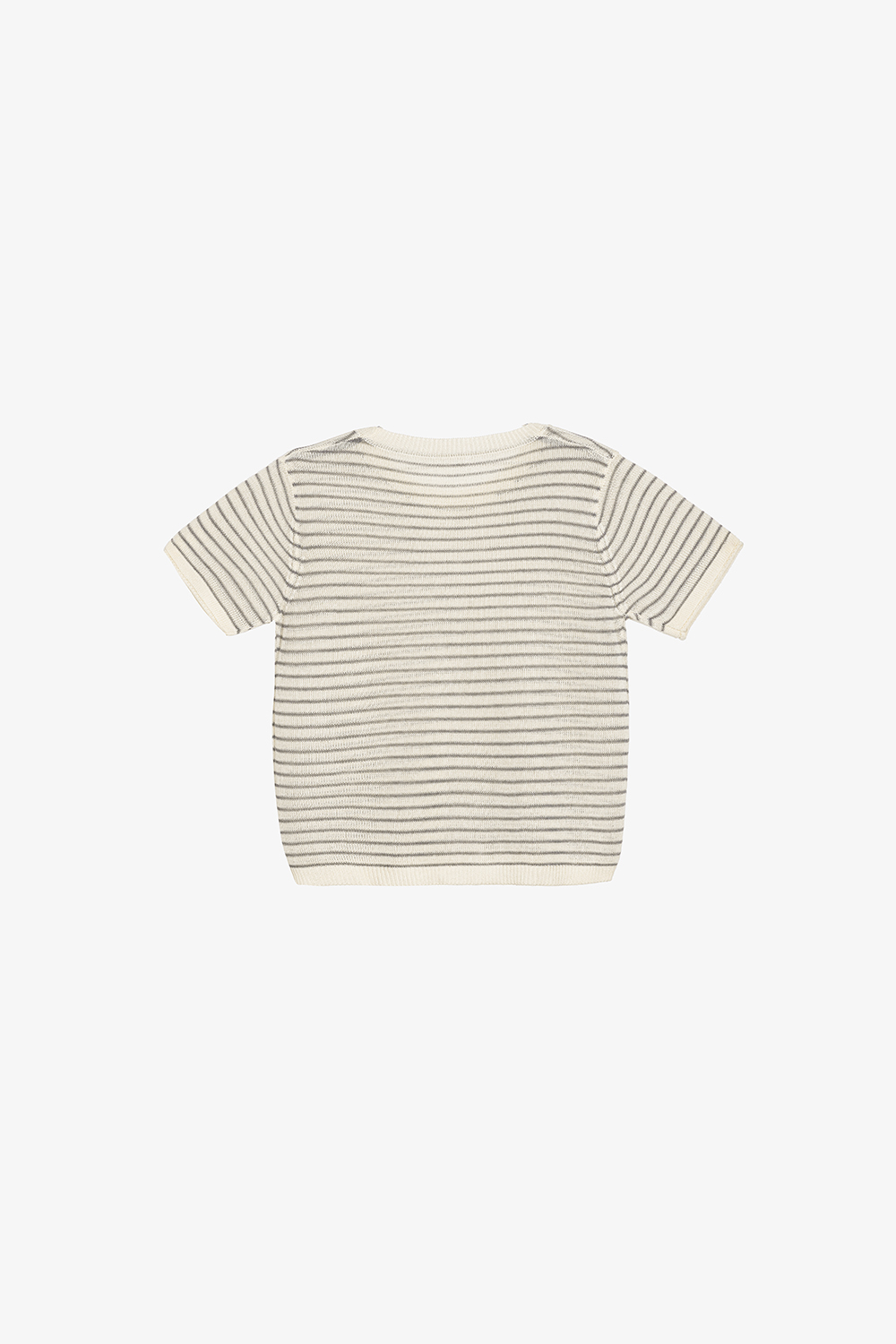 Áo len dệt kim nữ màu kem sọc xám