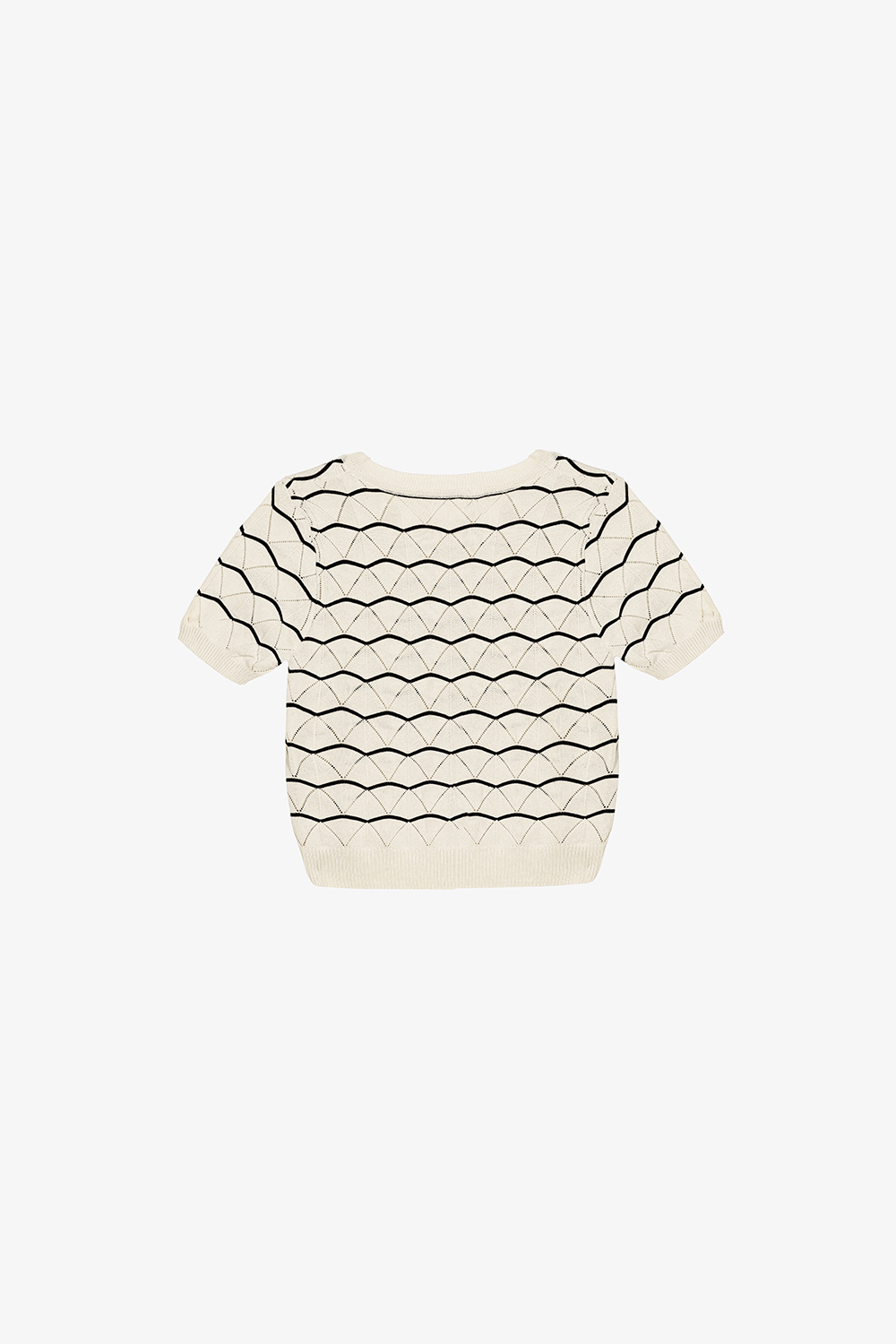 Áo len dệt kim dáng ôm màu kem kẻ sọc đen