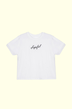Áo thun cotton nữ thêu chữ đen
