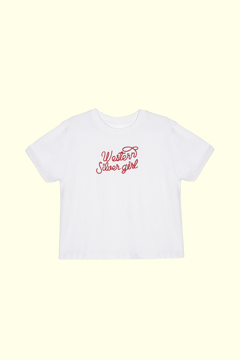 Áo thun cotton nữ thêu chữ đỏ