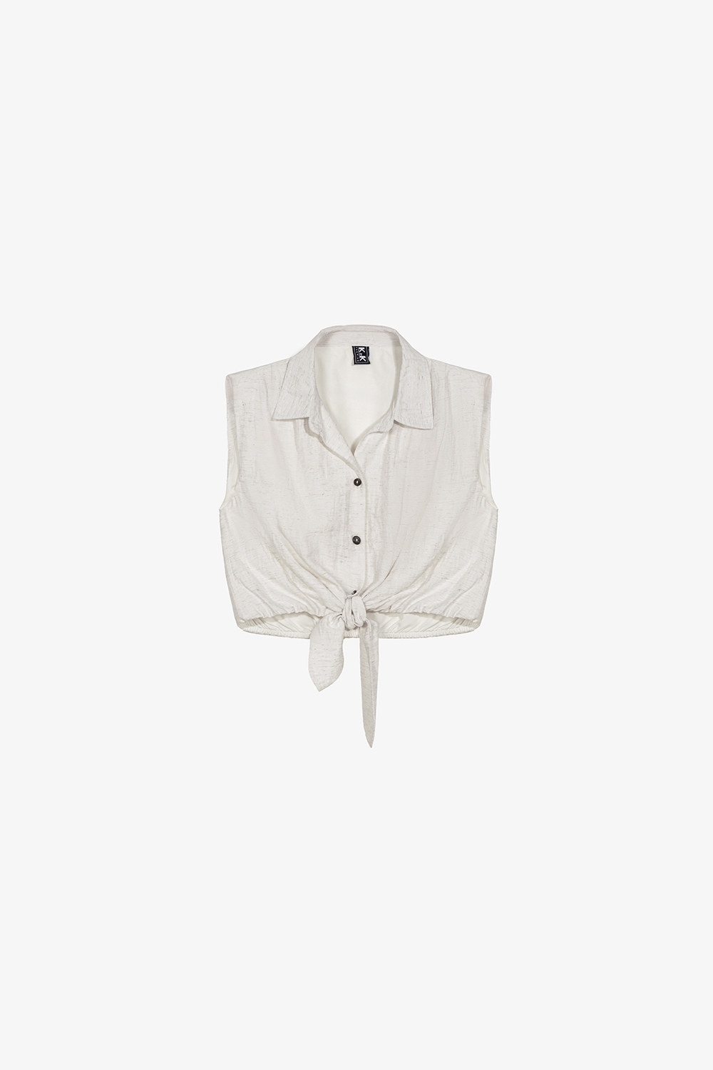 Áo kiểu sơ mi dáng croptop cột nơ