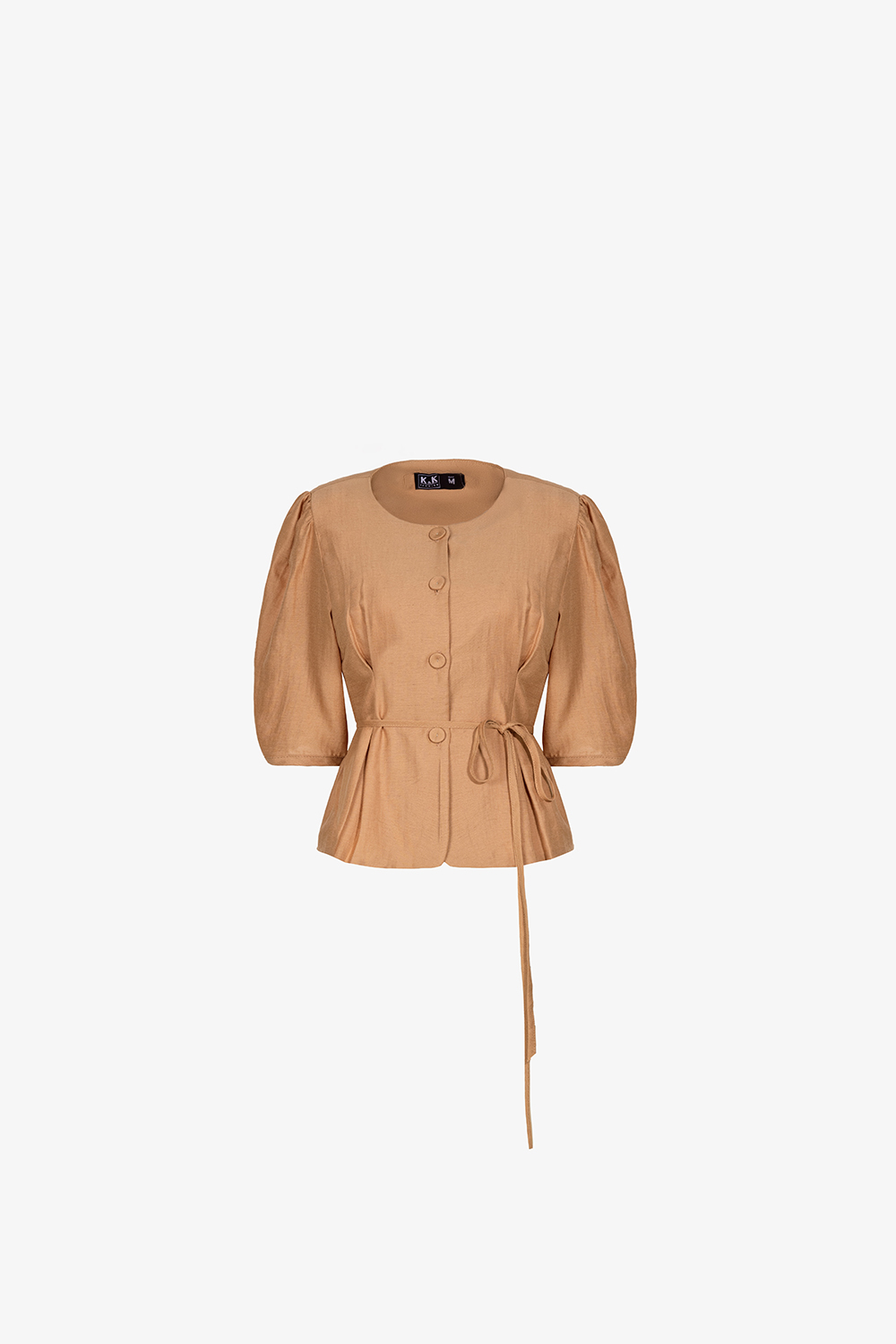 Áo kiểu tay bồng cổ tròn nhấn eo