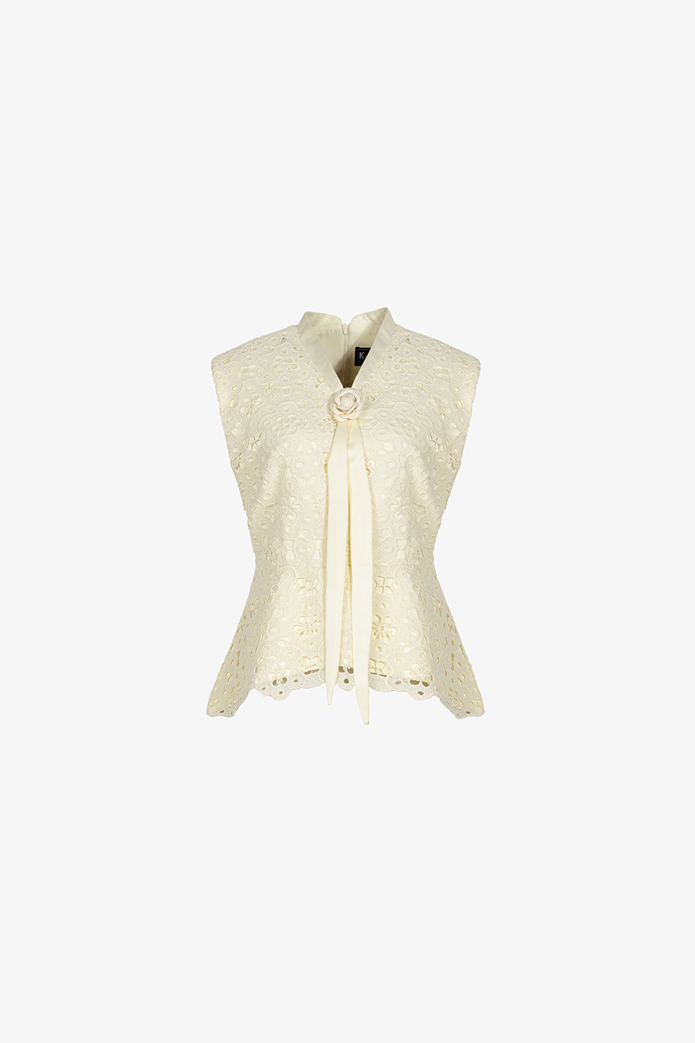 Áo ren kiểu peplum cổ V đính hoa