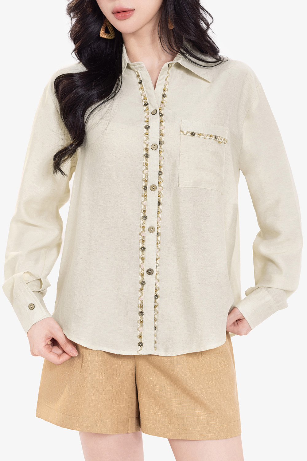 Áo sơ mi nữ công sở phối viền