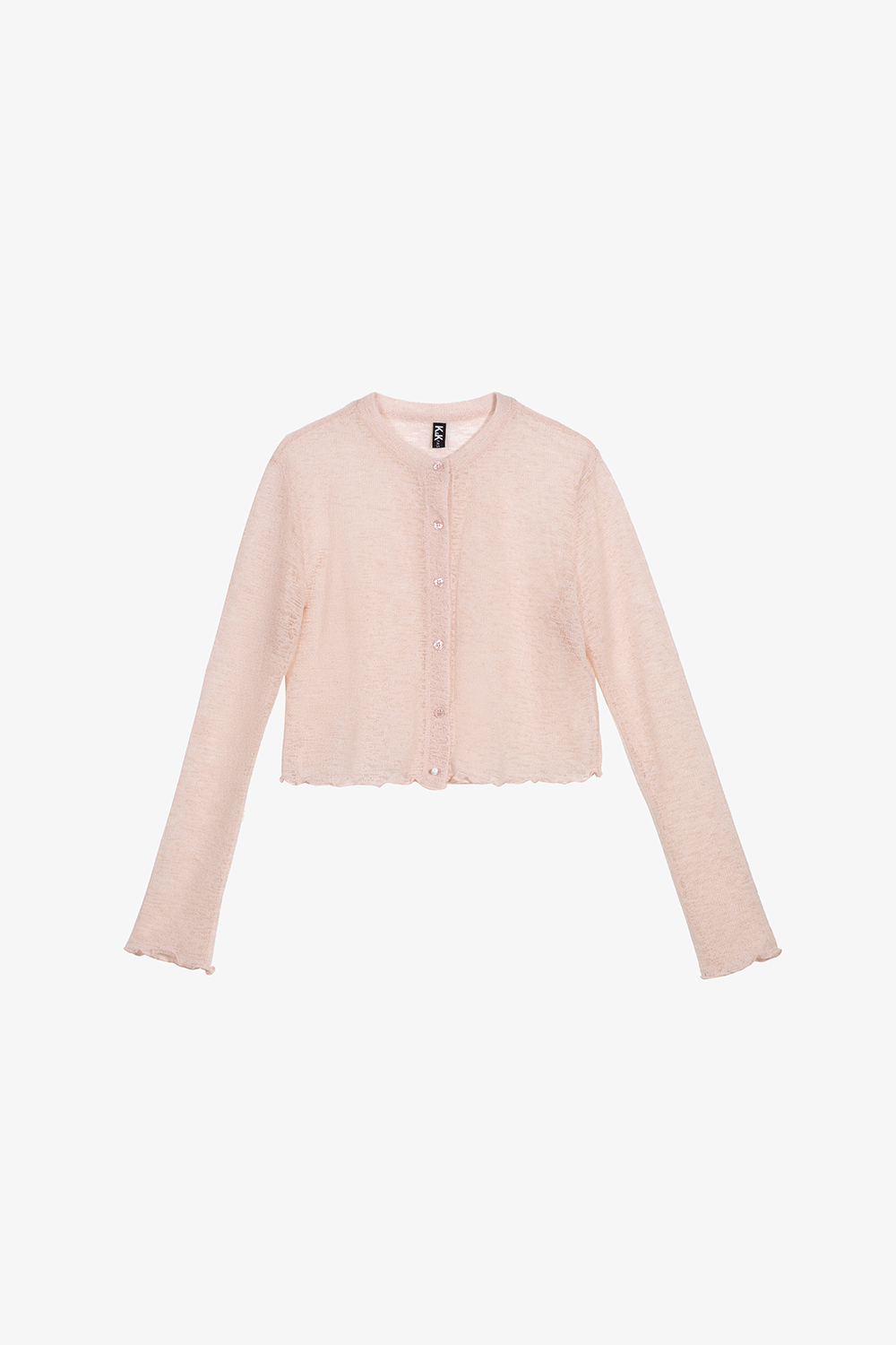 Áo thun len màu hồng dáng suông tay dài