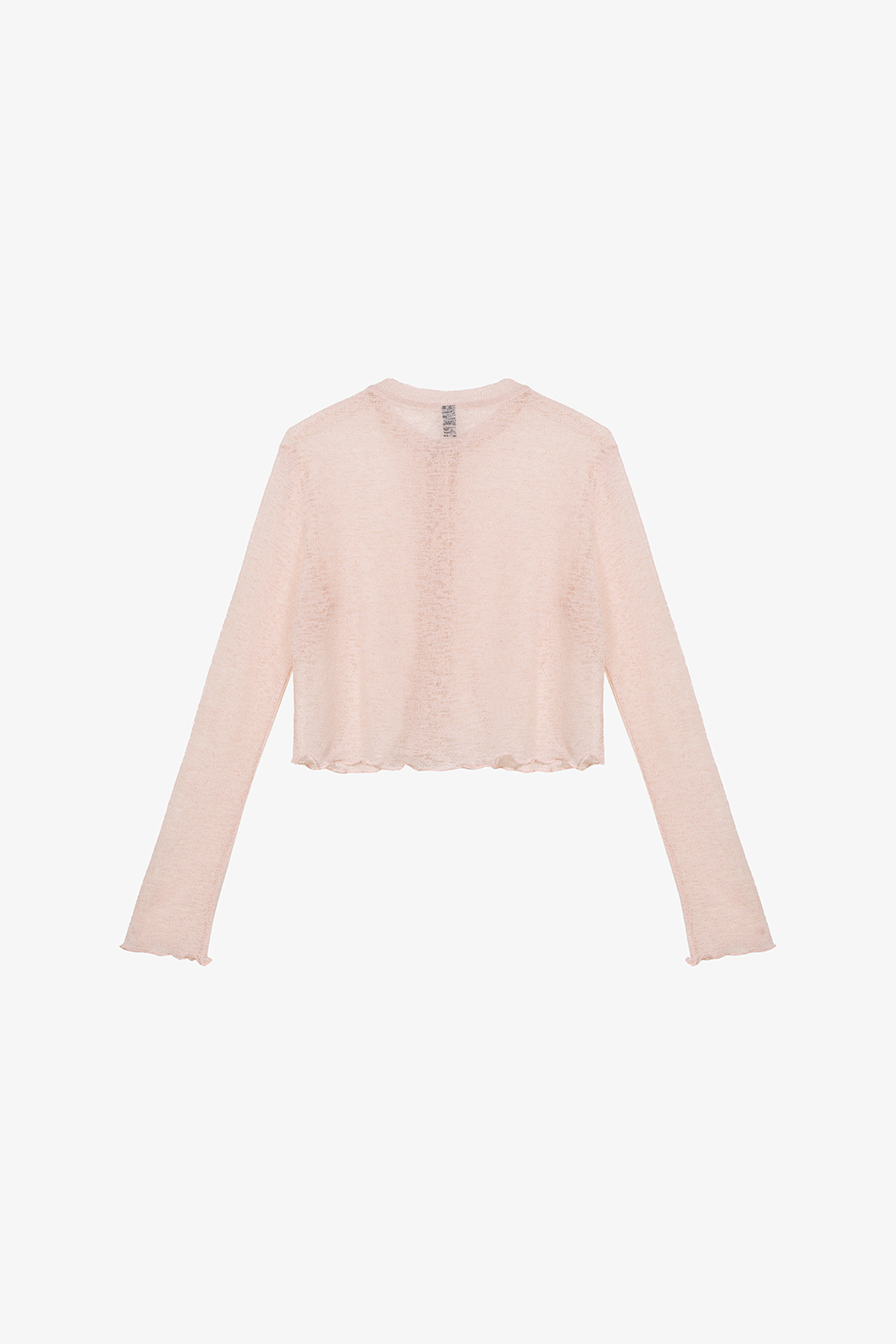 Áo thun len màu hồng dáng suông tay dài