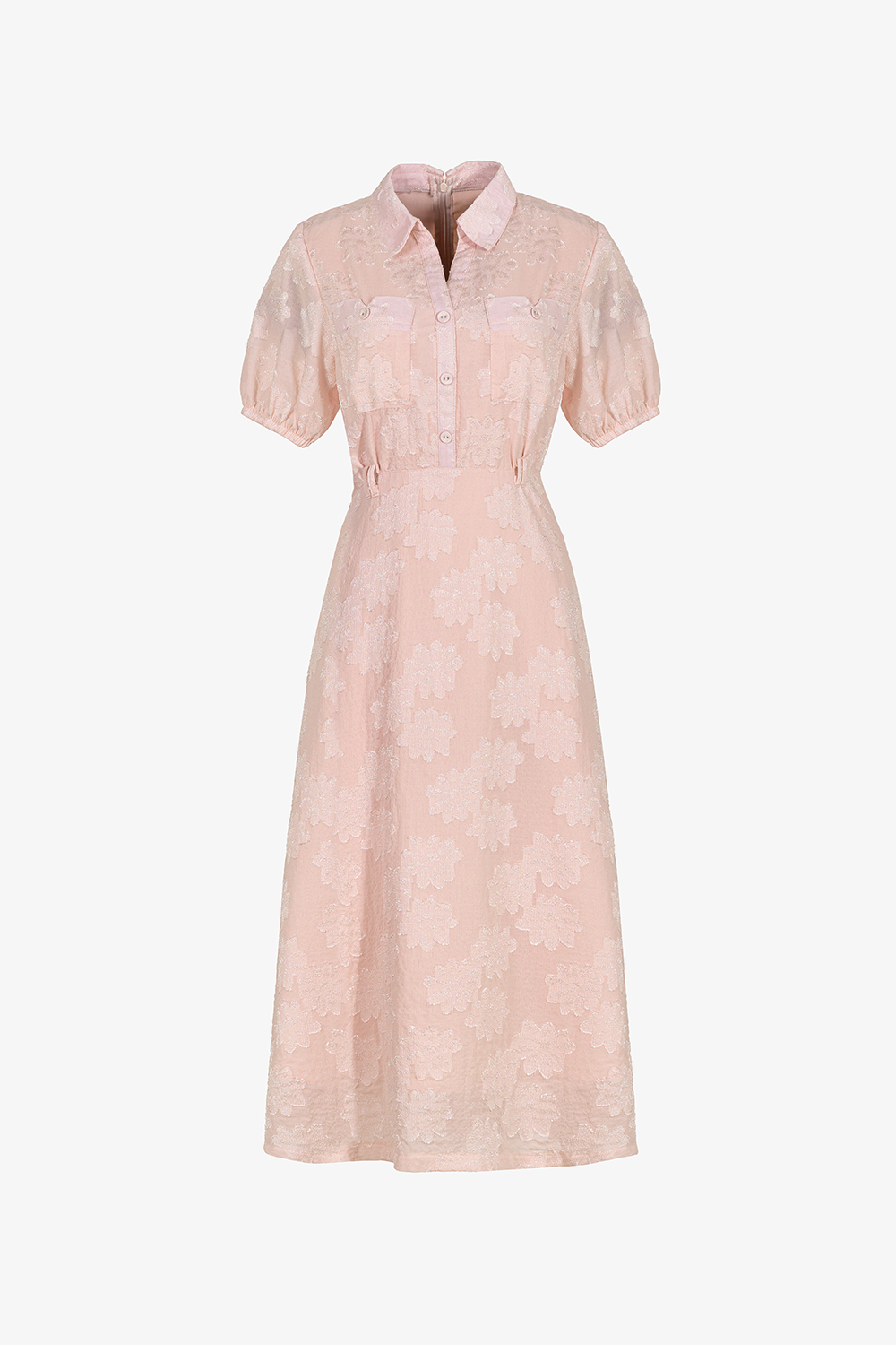 Đầm hoa dáng xòe dài màu hồng