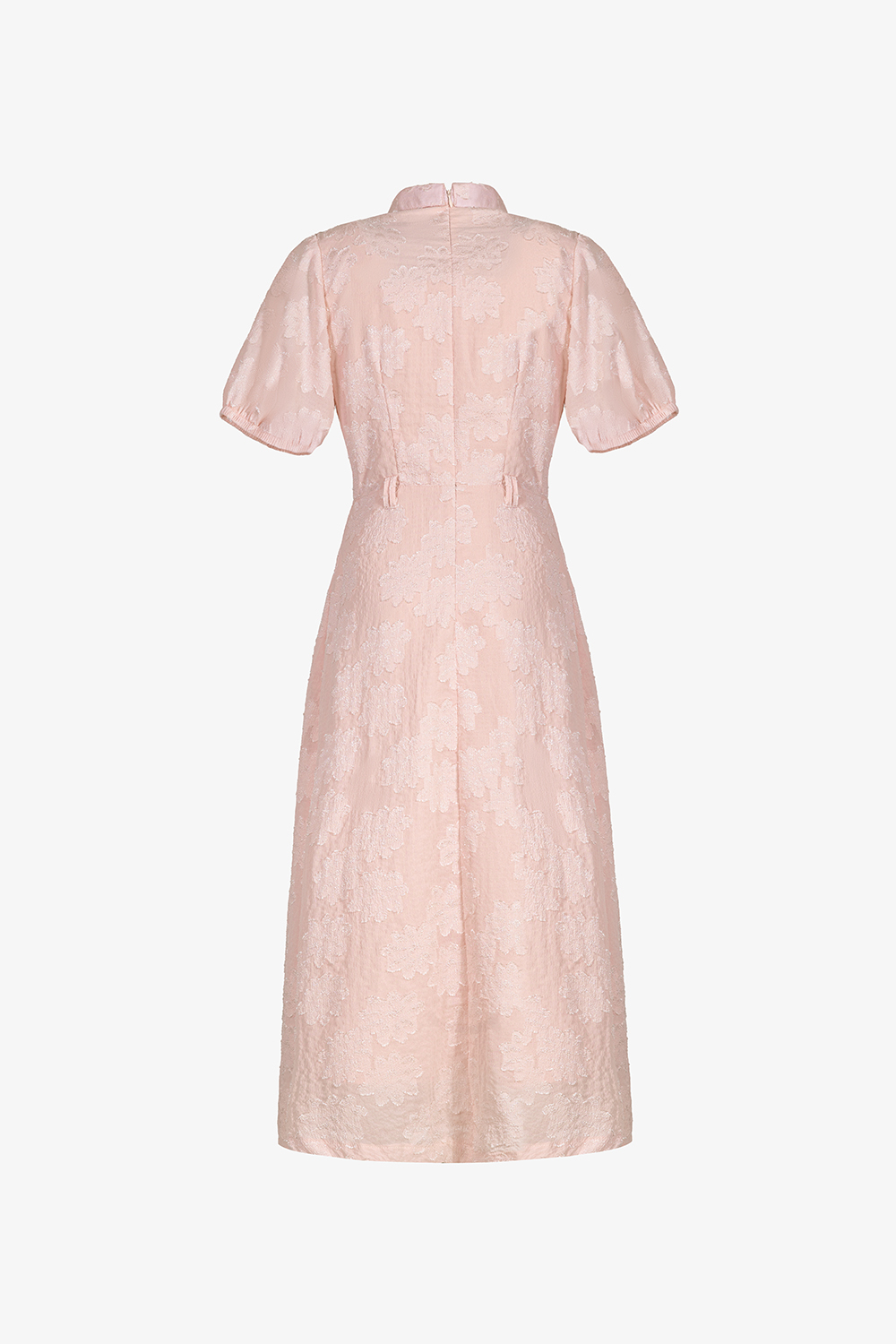 Đầm hoa dáng xòe dài màu hồng