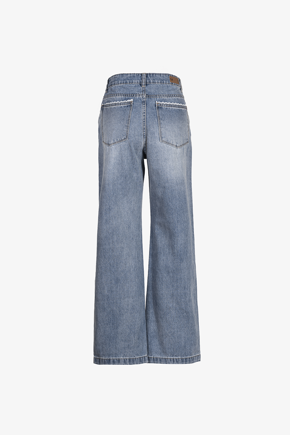 Quần jeans nữ ống suông xanh nhạt viền túi