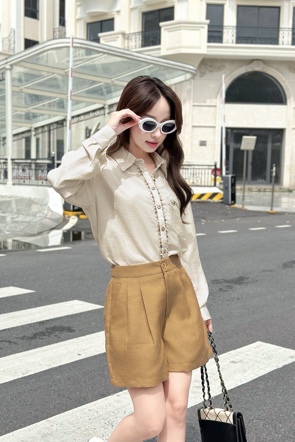 Áo sơ mi nữ công sở phối viền