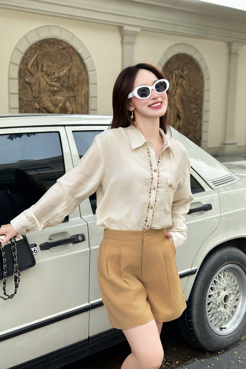 Áo sơ mi nữ công sở phối viền