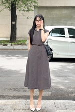 Đầm sơ mi caro nhỏ dáng chữ A