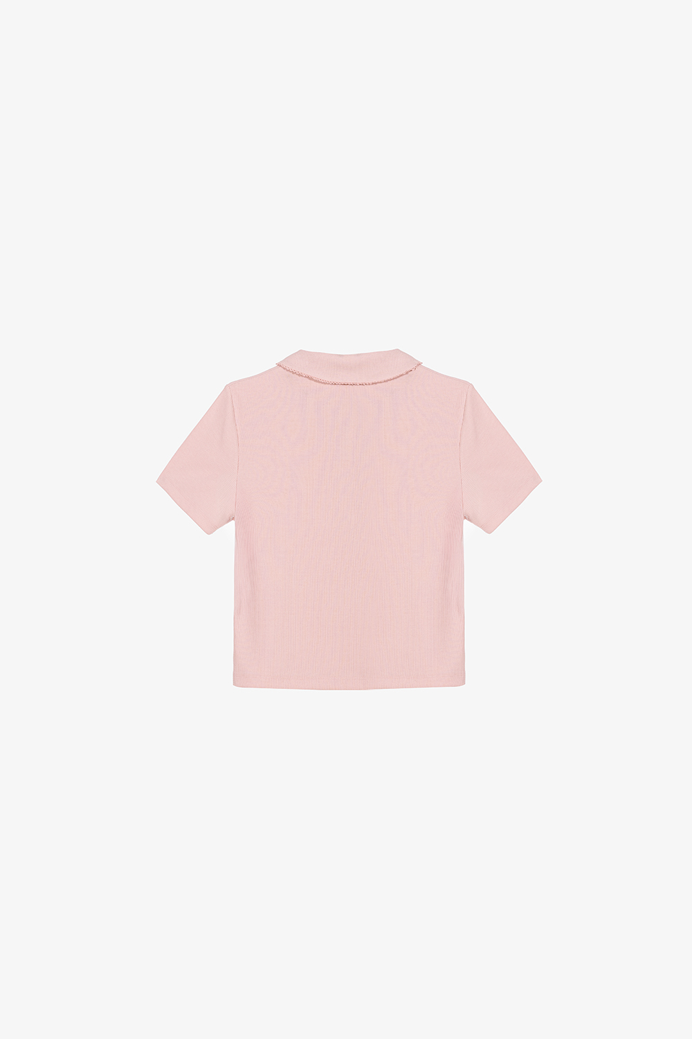 Áo thun gân cotton màu hồng cổ sen