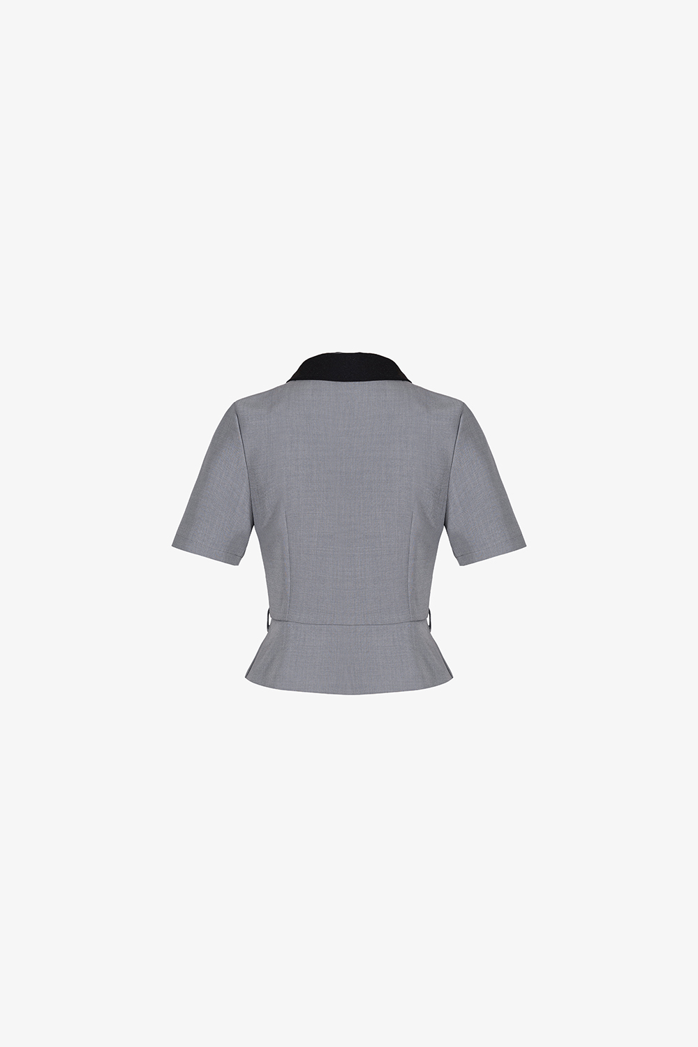 Áo công sở peplum cổ đen phối cúc