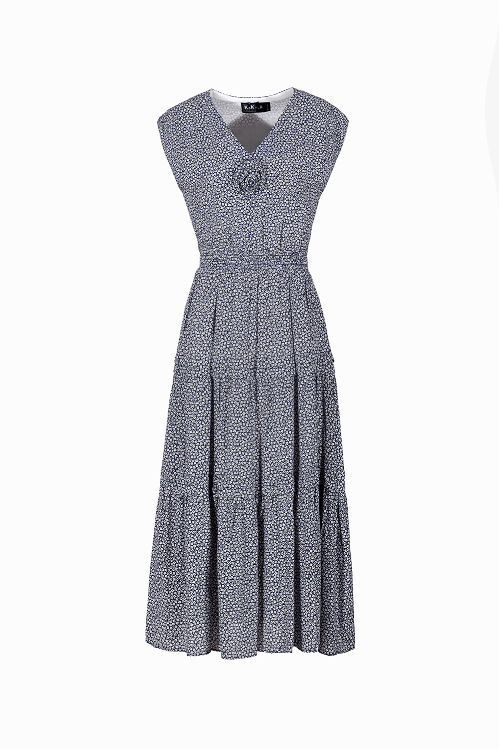 Đầm hoa nhí dáng xòe dài eo bo chun