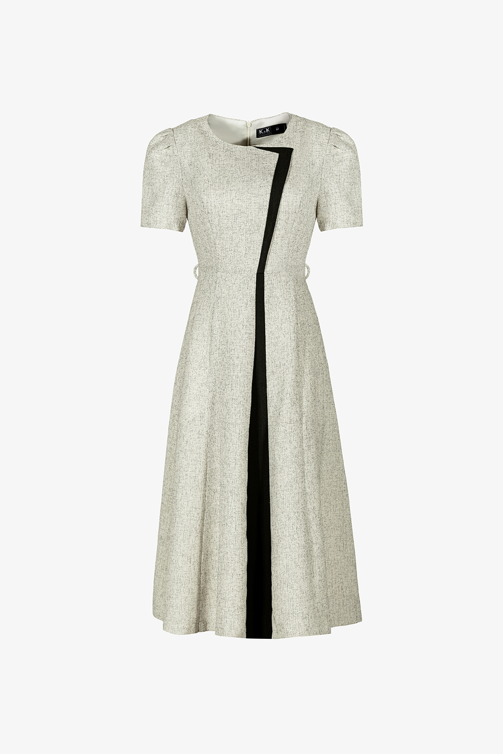 Đầm xòe công sở phối màu xám đen