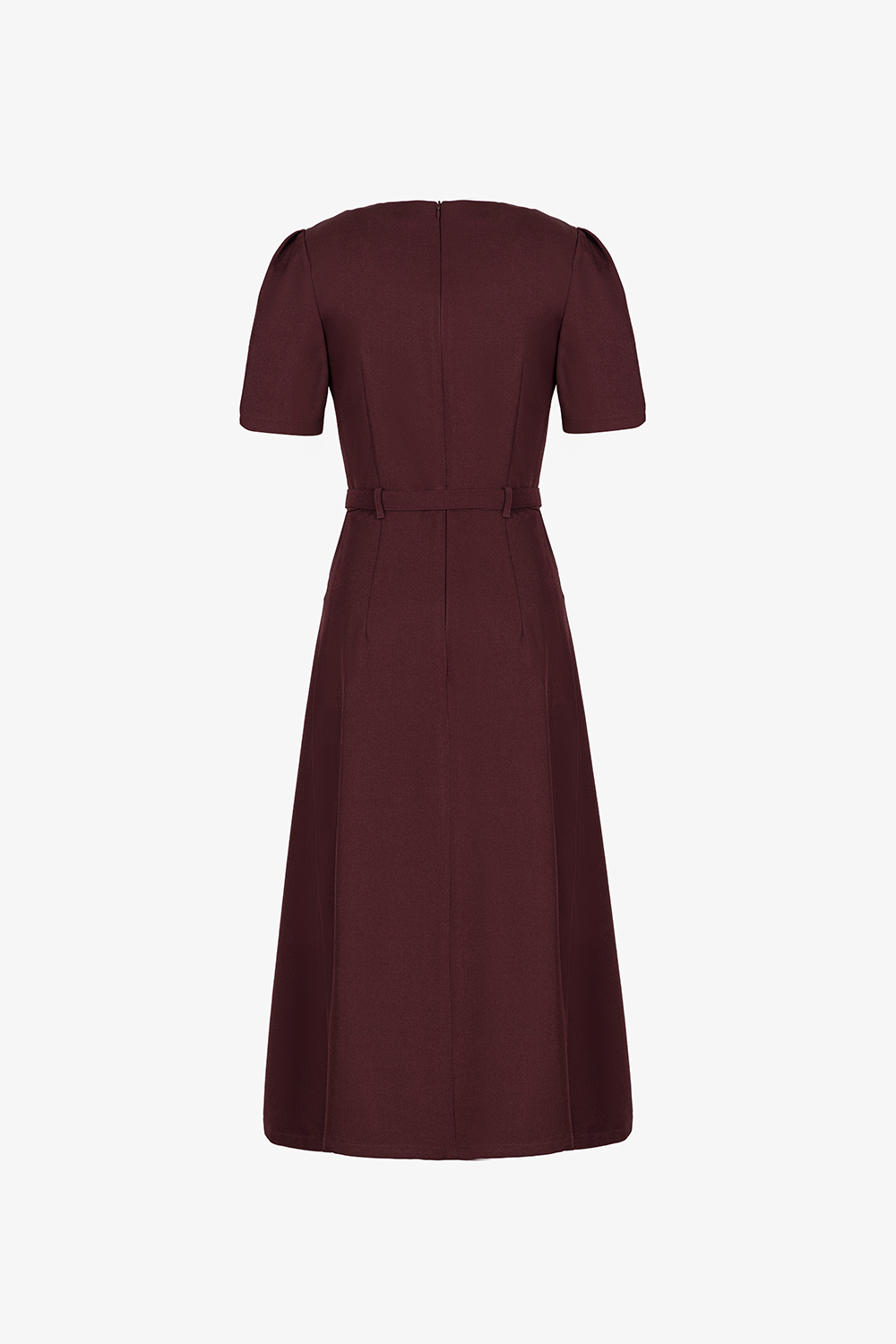 Đầm đỏ dáng chữ A xòe kèm thắt lưng