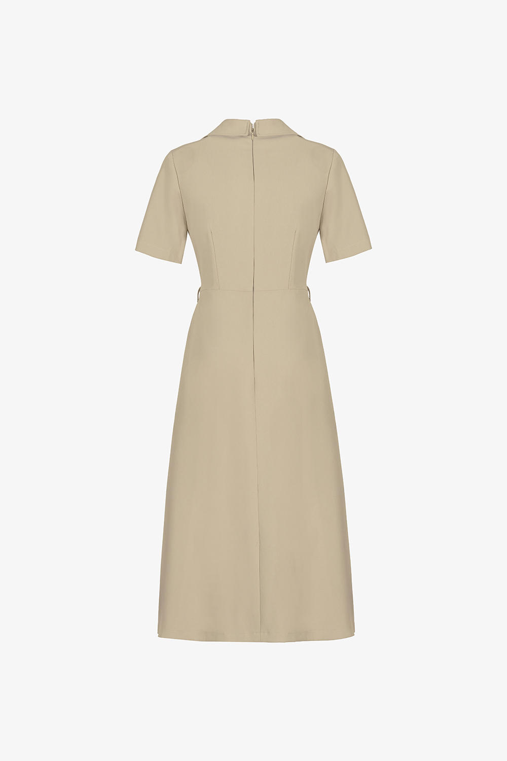 Đầm công sở cổ sơ mi dáng xòe phối nút