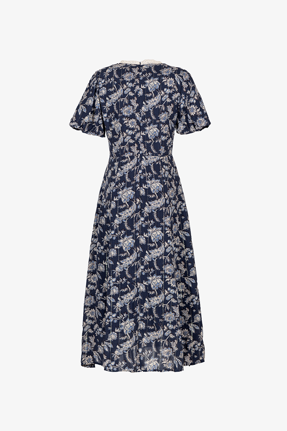 Đầm hoa dáng xòe cổ V viền đăng ten