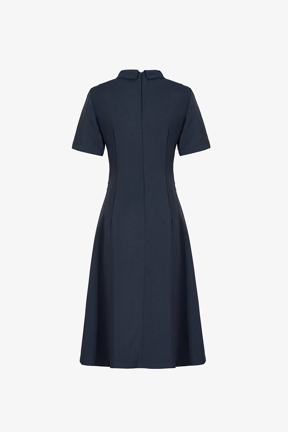 Đầm công sở dáng xòe màu xanh đen phối nút