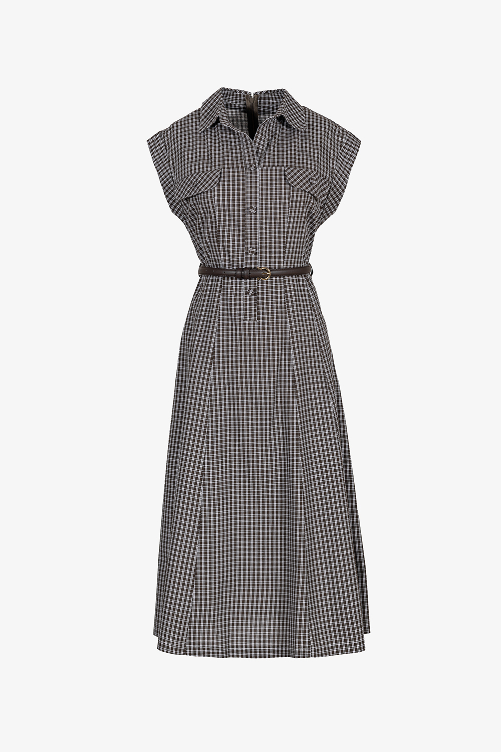 Đầm sơ mi caro nhỏ dáng chữ A