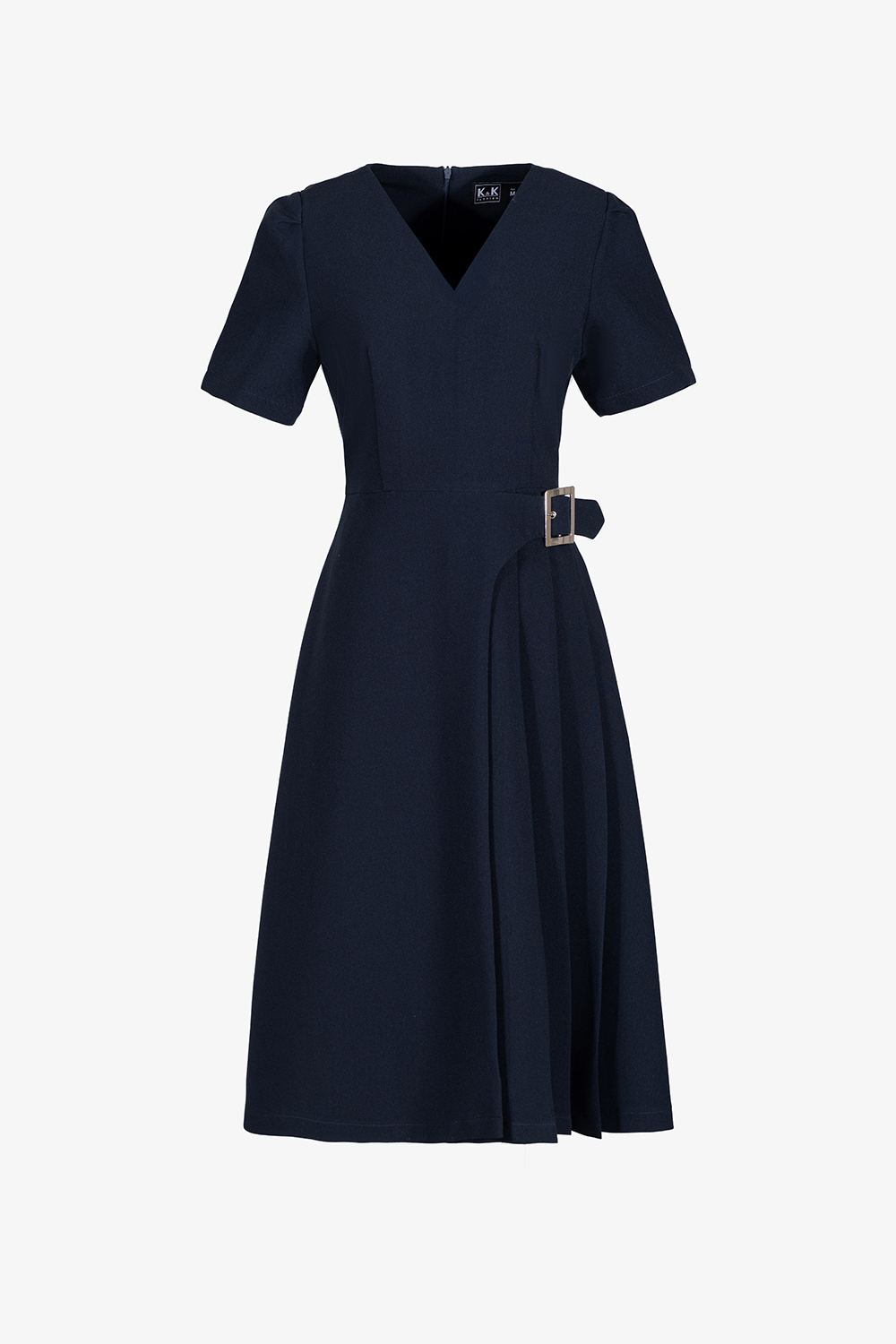 Đầm xòe công sở phối xếp ly một bên