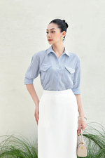 Chân váy trắng suông dáng dài