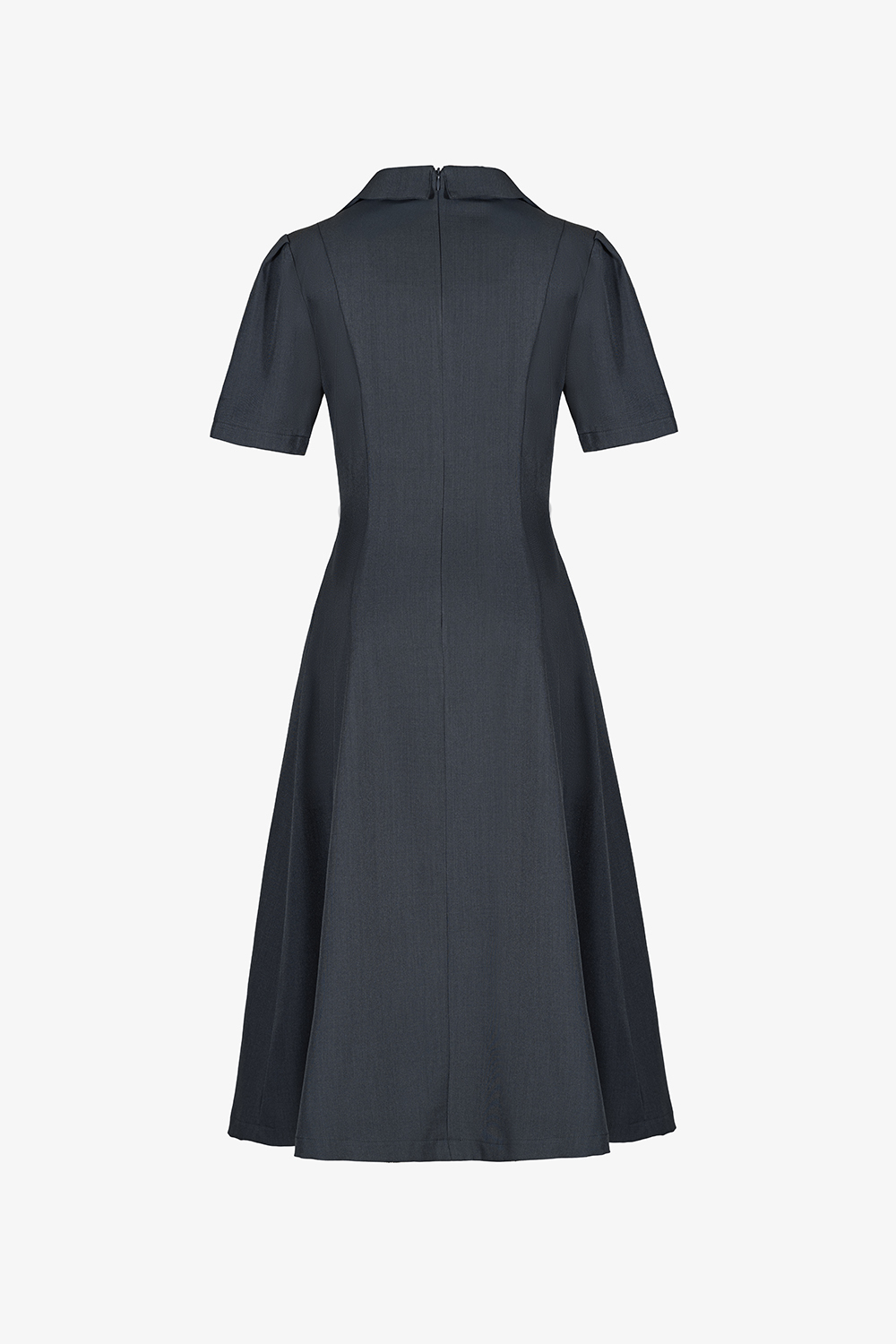 Đầm sơ mi xám xếp ly ngực dáng chữ A