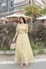 Áo kiểu nữ tay phồng họa tiết hoa