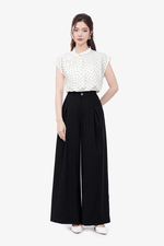 Quần công sở linen đen dáng suông