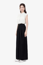 Quần công sở linen đen dáng suông