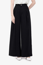 Quần công sở linen đen dáng suông